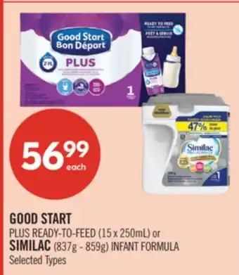 Shoppers Drug Mart GOOD START PLUS READY-TO-FEED (15 x 250mL) or SIMILAC (837g - 859g) INFANT FORMULA offer