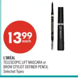 Shoppers Drug Mart L'ORÉAL TELESCOPIC LIFT MASCARA or BROW STYLIST DEFINER PENCIL offer