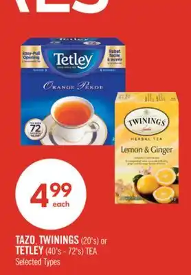 Shoppers Drug Mart TAZO, TWININGS (20's) or TETLEY (40's - 72's) TEA offer