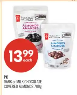 Shoppers Drug Mart PC DARK or MILK CHOCOLATE COVERED ALMONDS offer