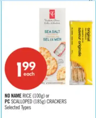Shoppers Drug Mart NO NAME RICE (100g) or PC SCALLOPED (185g) CRACKERS offer