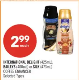 Shoppers Drug Mart INTERNATIONAL DELIGHT (425mL), BAILEYS (400mL) or SILK (473mL) COFFEE ENHANCER offer