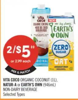 Shoppers Drug Mart VITA COCO ORGANIC COCONUT (1L), NATUR-A or EARTH'S OWN (946mL) NON-DAIRY BEVERAGE offer