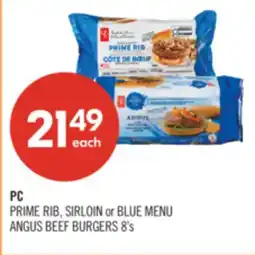 Shoppers Drug Mart PC PRIME RIB, SIRLOIN or BLUE MENU ANGUS BEEF BURGERS offer