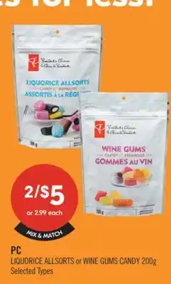 Shoppers Drug Mart PC LIQUORICE ALLSORTS or WINE GUMS CANDY offer