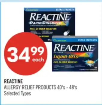 Shoppers Drug Mart REACTINE ALLERGY RELIEF PRODUCTS offer