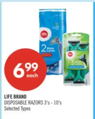 Shoppers Drug Mart LIFE BRAND DISPOSABLE RAZORS offer