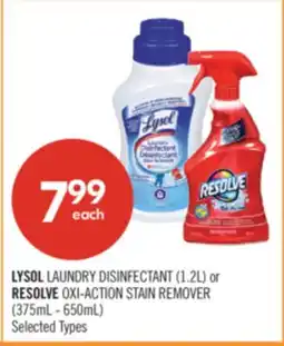 Shoppers Drug Mart LYSOL LAUNDRY DISINFECTANT (1.2L) or RESOLVE OXI-ACTION STAIN REMOVER (375mL - 650mL) offer
