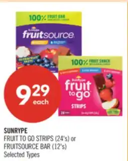 Shoppers Drug Mart SUNRYPE FRUIT TO GO STRIPS (24's) or FRUITSOURCE BAR (12's) offer