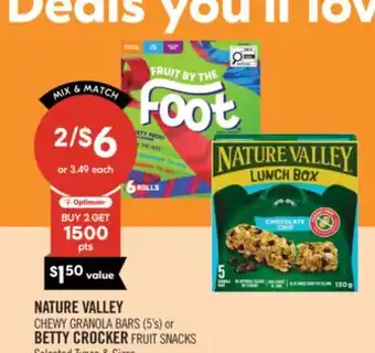 Shoppers Drug Mart NATURE VALLEY CHEWY GRANOLA BARS (5's) or BETTY CROCKER FRUIT SNACKS offer