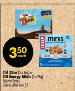 Shoppers Drug Mart CLIF ZBAR (5 X 36G) OR CLIF ENERGY MINIS (5 X 28G) offer