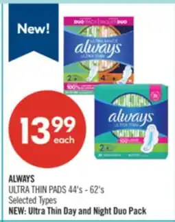 Shoppers Drug Mart ALWAYS ULTRA THIN PADS offer