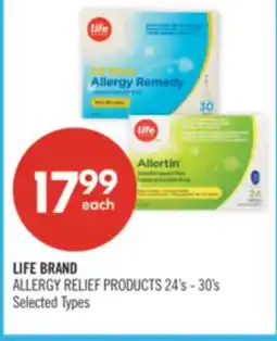 Shoppers Drug Mart LIFE BRAND ALLERGY RELIEF PRODUCTS 24's - 30's offer