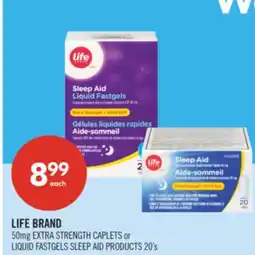 Shoppers Drug Mart LIFE BRAND 50mg EXTRA STRENGTH CAPLETS or LIQUID FASTGELS SLEEP AID PRODUCTS 20's offer