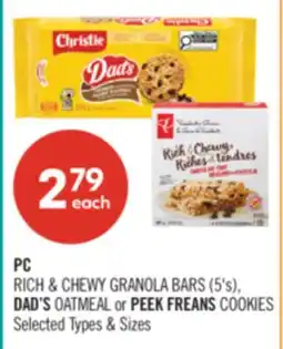 Shoppers Drug Mart PC RICH & CHEWY GRANOLA BARS (5's), DAD'S OATMEAL or PEEK FREANS COOKIES offer