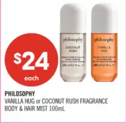 Shoppers Drug Mart PHILOSOPHY VANILLA HUG or COCONUT RUSH FRAGRANCE BODY & HAIR MIST offer
