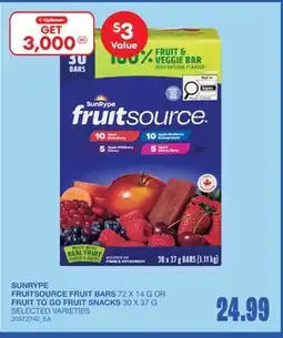 Wholesale Club FRUITSOURCE FRUIT BARS, 72 X 14 G OR FRUIT TO GO FRUIT SNACKS, 30 X 37 G offer