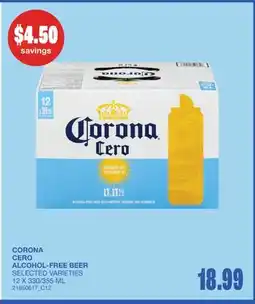 Wholesale Club CORONA CERO ALCOHOL-FREE BEER, 12 X 330/355 ML offer