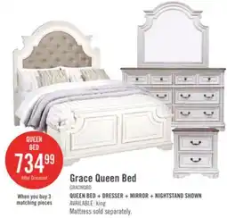 The Brick Grace Panel Bed with Headboard & Frame, Wooden, Fabric, Antique White - Queen Size offer