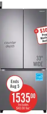 The Brick Samsung 33 17.5 Cu. Ft. Counter-Depth French-Door Refrigerator - Stainless Steel - RF18A5101SR/AA offer