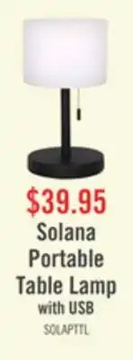The Brick Solana 11 Modern Metal Acrylic Portable Indoor/Outdoor Table Lamp with USB Port - Black offer