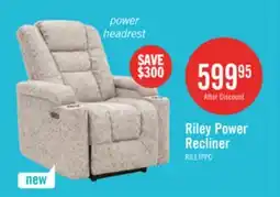 The Brick Riley 35.4 Linen-Look Fabric Power Reclining Chair with Power Headrest – Grey offer