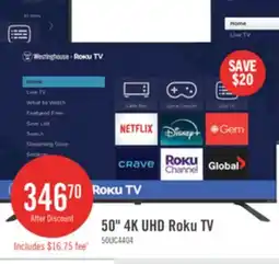 The Brick Westinghouse 50 4K UHD Roku Smart TV offer