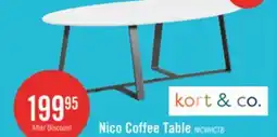 The Brick Kort & Co. Nico 51 Modern Oval Coffee Table - White Sinetered Stone with Dark Grey Metal Legs offer
