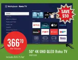 The Brick Westinghouse 50 QLED 4K UHD Smart Roku TV (WR50QC5500) – 2025 Model offer