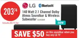The Brick LG 2.1 CH Bluetooth Dolby Atmos Soundbar with Subwoofer (S35A.ACANLLK) offer
