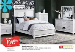 The Brick Ava Panel Bed with Headboard & Frame, LED, Glam, White - Queen Size offer