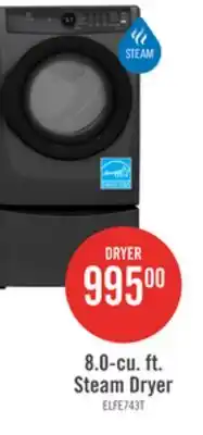 The Brick Electrolux 8 Cu. Ft. Electric Dryer - Titanium - Stackable - ELFE743CAT offer