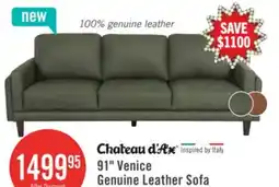 The Brick Chateau d'Ax Venice 91 Traditional Genuine Leather Sofa – Green offer