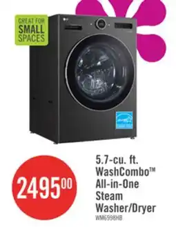 The Brick LG 5.7 Cu. Ft. Smart Front-Load High-Efficiency Steam All-in-One Laundry - Black Steel - WM6998HBA offer