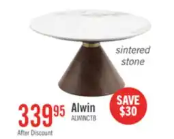 The Brick Alwin 31.5 Modern Round Coffee Table with White Sintered Stone Top - Brown offer