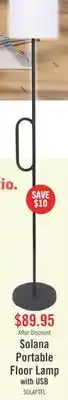 The Brick Solana 64 Modern Metal Acrylic Portable Indoor/Outdoor Floor Lamp with USB Port - Black offer