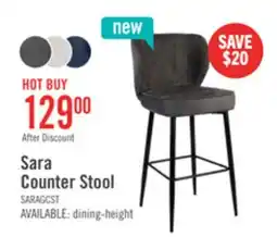 The Brick Sara Counter-Height Stool with Velvet-Like Fabric, 26H, Metal – Grey offer