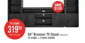 The Brick Brenner 64 TV Stand with Storage and Cable Management for TVs up to 60 - Charcoal offer