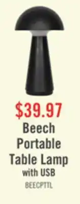 The Brick Beech 11 Modern Acrylic Portable Indoor/Outdoor Table Lamp with USB Port - Black offer