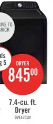 The Brick Samsung 7.4 Cu. Ft. Electric Dryer - Black Stainless Steel - DVE47CG3500VAC offer
