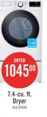 The Brick LG 7.4 Cu. Ft. Smart Electric Dryer - White - Stackable - DLE3600W offer