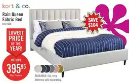 The Brick Kort & Co. Rain Upholstered Platform Bed in Light Grey Fabric, Tufted - Queen Size offer