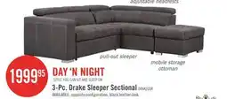 The Brick Drake 3-Piece Right-Facing Faux Suede Fabric Sleeper Sectional with Storage Ottoman - Cement Grey offer