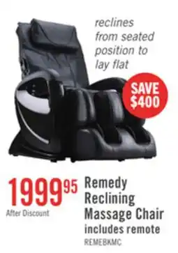 The Brick Remedy 48.4 Faux Leather Reclining Massage Chair - Black offer