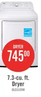 The Brick LG 7.3 Cu. Ft. Electric Dryer - White - DLE6100W offer
