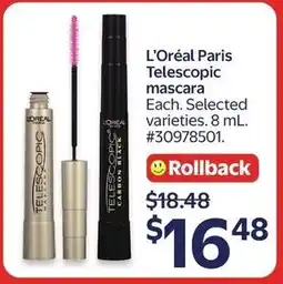 Walmart L'Oréal Paris Telescopic mascara offer