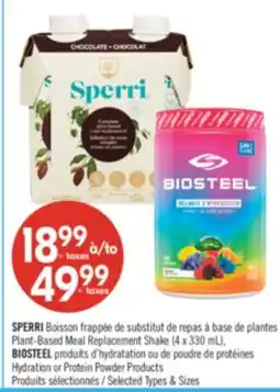 Pharmaprix SPERRI Plant-Based Meal Replacement Shake (4 x 330 mL) BIOSTEEL Hydration or Protein Powder Products offer