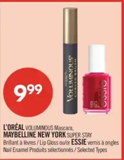 Pharmaprix L'ORÉAL VOLUMINOUS Mascara, MAYBELLINE NEW YORK SUPER STAY Lip Gloss or ESSIE Nail Enamel offer
