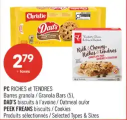 Pharmaprix PC RICHES et TENDRES Granola Bars (5), DAD'S Oatmeal or PEEK FREANS Cookies offer