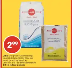 Pharmaprix LANTIC Granulated Sugar (2 kg), Brilliant Yellow Sugar or Icing Sugar (1 kg) offer